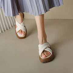 Aiertu NEW Summer Women Shoes Superfine fiber Platform Sandals Thick Heel Shoes Women Wedges Straw Braided Sandals Concise Women Slides Aiertu