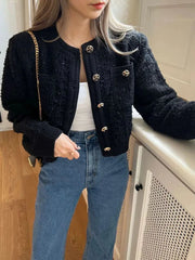 Sweet Women Vintage Cardigan Sweaters American Casual Long Sleeve O Neck Tops Fall Retro Female Single Breasted Cardigan Aiertu