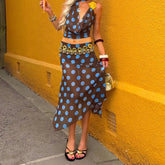 AIERTU - Style Fashionable Polka Dot Irregular Mesh Skirt New Temperament Light and Mature Style Mid-length Skirt Aiertu