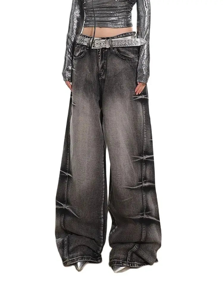 Aiertu Women's Jeans Baggy Harajuku Denim Trousers Y2k Japanese 2000s Style Wide Jean Pants Vintage 2000s Trashy Oversize Clothes 2024 Aiertu