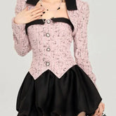 Aiertu - Elegant Snowfall Cafe Chocolate Box Dress and Cardigan Complete Set Dark Academia Kawaii Academia Y2K Cottagecore Coquette Fairycore Dollette Princesscore Aiertu