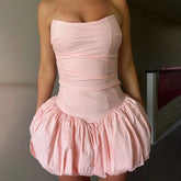 AIERTU - Sexy Flower Tube Top Dress Summer New Waist Fishbone Skirt Aiertu