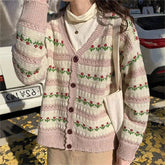 AIERTU - Autumn and Winter Loose Lazy Wind Knitted Cardigan Jacket New Versatile Retro Thin Sweater Women Aiertu