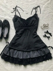 Aiertu DRESS TO IMPRESS Punk Y2k Skirts Women Clothes Goth Sexy Ropa Aesthetic Stripe High Waist Lace Bow MIni Skirts Grunge Emo Girl 2000s Short Skirt Aiertu