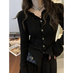 Aiertu Y2k Grey Vintage Women Kint Sweater Harajuku Long Sleeve Cardigan Irregular Korean Fashion Slim Autumn Jerseys Casual aiertu