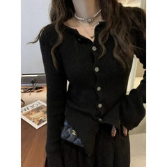 Aiertu Y2k Grey Vintage Women Kint Sweater Harajuku Long Sleeve Cardigan Irregular Korean Fashion Slim Autumn Jerseys Casual aiertu
