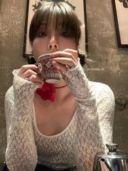Aiertu Lace U Neck T Shirt Women Clothes Long Sleeve Korean Fashion Summer Spring 2024 Slim Fairycore Style Tee Shirt Femme Y2k Aiertu