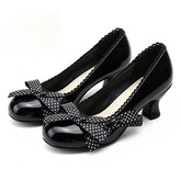 AIERTU - Riband Bow Round Toe Kitten Heel Mary Jane Shoes Women Pumps Sweet Chunky-Heel Dress Shoes Spring Vintage Lolita Shoes Aiertu