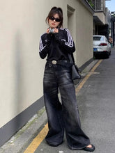 Aiertu Grunge Y2k Black Jeans Women Baggy Vintage Oversized High Waist Denim Trousers Wide Leg Korean Streetwear Female Retro Aiertu