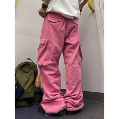 Aiertu Pink High Waist Women Jeans Vintage Straight Casual Baggy Punk Hip Hop Y2K Street American Wide Leg Female Trouser Denim Pants Aiertu