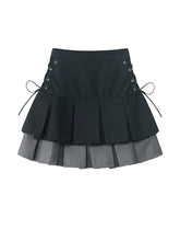 Aiertu Women's Pleated Skirt Kawaii Gothic Black Mini Skirt Korean High Waist Y2k Harajuku Vintage Bandage A-line Skirt Clothes Summer Aiertu