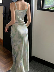 Aiertu New Spaghetti Strap Bodycon Women Summer Dress Sleeveless Floral Print Casual Slim Midi Dresses Female Beach Holiday Vestidos Aiertu