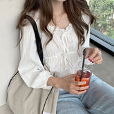 Aiertu New Spring Women White Linen Cotton Blouses Girls Casual Shirt Women Long Sleeve Tops Korean Femme Soft Blusas Aiertu