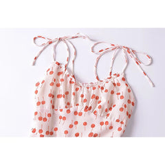 Aiertu 2024 Women French Vintage Floral Print Sling Mini Dress Sexy Sleeveless V Neck Female Holiday Summer Dresses Aiertu