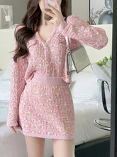 Aiertu Two Piece Dress Set Sweet Cardigan Sweater + Slim Skirt Pink Elegant Y2k Mini Dress Autumn Office Lady Casual Knitted Suits Aiertu