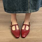 AIERTU - Women's Retro Chic T-Strap Mary Janes Square Toe Versatile Block Heel Low Heel Women Pumps Aiertu
