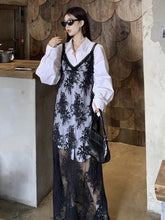 Aiertu Y2k Coquette Beach Sexy Floral Flower Embroidery Black Slip Long Dress Women Sundress Holiday Vacation Maxi Dresses Aiertu