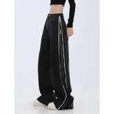 Aiertu American Vintage Black Spring Summer Zipper High Waist Straight Jeans Women's Casual Baggy Y2K Wide Leg Grunge Denim Trouse Aiertu