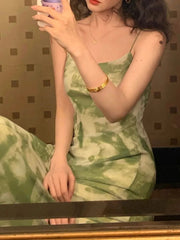 Aiertu Vintage Casual Women Summer Spaghetti Strap Midi Dress Sleeveless Elegant Chic Bodycon Slim Party Dresses Female Clothes Robe Aiertu