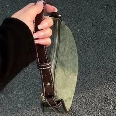 Casual Green Underarm Bag Women New Vintage Hot Girls Leather Solid Shoulder Bag Female Retro Elegant Y2k Handbag Purse Aiertu