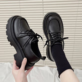 Aiertu Women Spring New Black Platform Flats Shoes Women Loafers Slip on Boat Shoes Designer Casual Leather Oxfords Aiertu