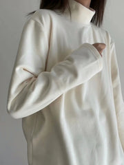 Aiertu Bottoming Shirt Women Velvet Autumn Winter Turtleneck Long-sleeved T-shirt Thickened Casual Inner Warm Top Office Lady's Loose aiertu