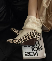 AIERTU - French Retro Leopard Print Round Toe Wedge Pumps Brown & Black Spotted Pattern New Style Elegant Women's High Heels Aiertu