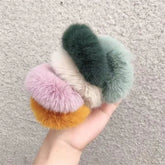 Aiertu Winter Fluffy Fur Elastic Hair Bands Hair Rings For Women Girls Plush Hair Ropes Hairwear Rubber Band Hair Loop Hair Accessories aiertu