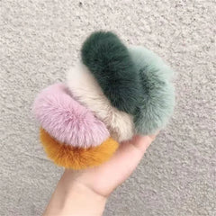 Aiertu Winter Fluffy Fur Elastic Hair Bands Hair Rings For Women Girls Plush Hair Ropes Hairwear Rubber Band Hair Loop Hair Accessories aiertu