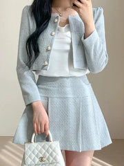 Aiertu High Quality 2024 spring Small Fragrant Two Piece Set Women Outfit Short Jacket Coat + Skirt 2 Piece Sets Conjuntos Cortos Aiertu
