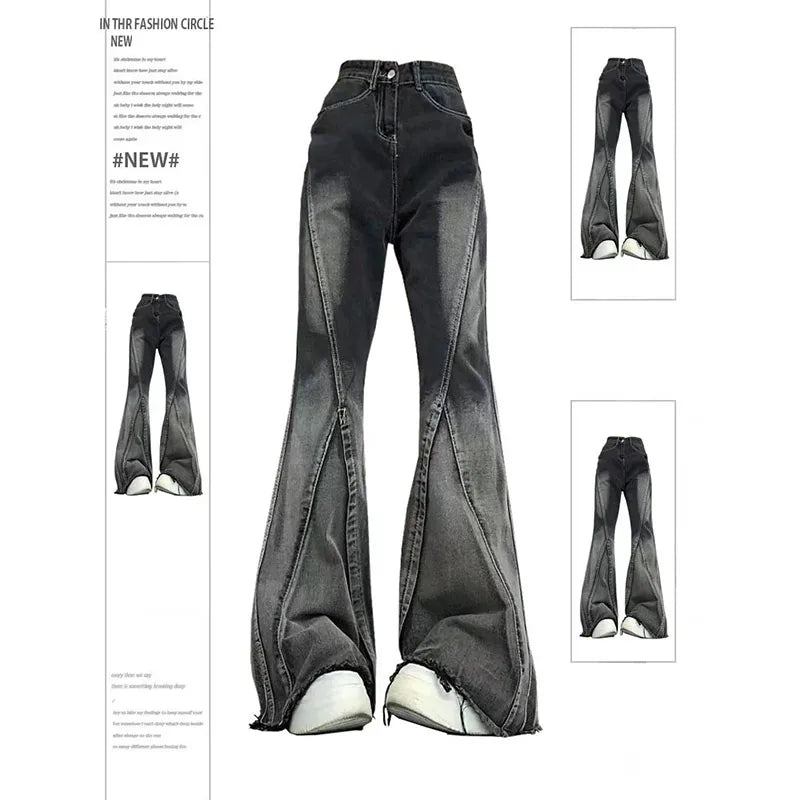 Aiertu 2024 American Vintage High Waist Straight Jeans Women's Casual Baggy Denim Trouser Y2K Wide Leg Grunge High Street Style Pants Aiertu