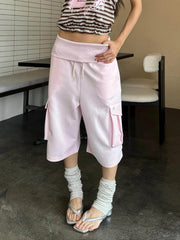 AIERTU - Korean Style Baggy Pants Women Medium Waist Sweatpants With Pocket Y2k Vintage Calf-length Pants Streetwear Trousers Aiertu