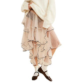 Aiertu - The Elf of Wood Ear Mushrooms Midi Skirt Kawaii Academia Y2K Cottagecore Coquette Fairycore Dollette Princesscore Bottoms Aiertu