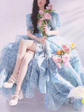 Aiertu Vintage Floral Long Fairy Dress Women Summer Ruffles Elegant Beach Party Dresses Female Causal Korean Sweet Princess Dress Aiertu