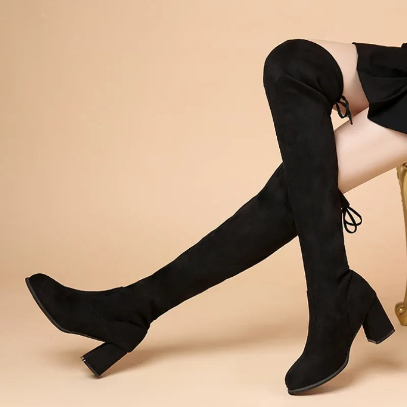 Aiertu Autumn Winter Sexy Women Over The Knee Boots Elastic Force Platform Ladies Boots Fashion Female Shoes Women's Long Boots Aiertu