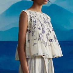 AIERTU - Y2k Vintage Tie Front Tops Women Sleeveless Going Out Vest Cami Embroidery Slim Fit 90s Retro Cropped Graduation Tank Tees Aiertu