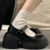 Aiertu Back to school Platform Mary Jane Shoes 2024 New Women's Shoes Women Thick Heels Trendy Street Lolita Shoes Round Toe Ankle Strap Pumps Aiertu