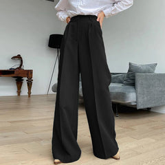 Aiertu Women Wide Leg Pants 2024 Spring Elegant Office Lady Casual Fashion Pantalones High Waist Commuting Solid Color Trousers Aiertu