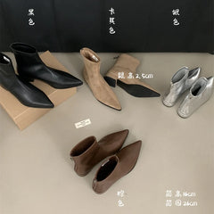 Ankle Boots Women Chunky Heels Pointed Toe Winter Shoes Women Flat Short Boot Brand Zipper Chelsea Booties Zapatillas Mujer Aiertu