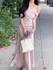 Aiertu Summer Elegant and Chic Women Bodycon Satin Party Dress Vintage Slim Casual Solid Birthday Prom Vestidos Female Clothes Mujers Aiertu