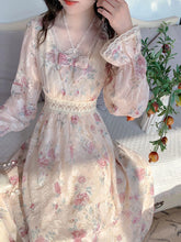 Aiertu Vintage Chiffon Fairy Dress Women Patchwork Print Korean Fashion Floral Dress Female Court Retro Evening Party Dress Spring Aiertu