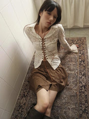 Aiertu Lace Up Turn-down Collar Blouse Women Long Sleeve Korean Fashion Autumn Shirt Slim Thin Women Blouse Y2k Aiertu