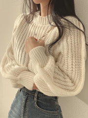 Loose Vintage Harajuku Lantern Long Sleeve Women Sweater Korean Autumn Winter Knitwear Soft Warm Tops Chic Solid Femme Sweater Aiertu