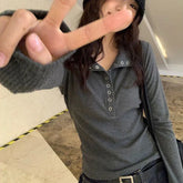 Aiertu Button Up Women's Knitted Sweater Y2K Long Sleeve Slim Fit Pullovers for Women Autumn Winter All Match Bottoming Tops Aiertu
