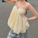 AIERTU - Fashion Spring New Fashion Temperament Fresh and Sweet Hot Girl Wrapped Chest Pleated Loose Suspender Top Aiertu