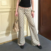 AIERTU - Retro Polka Dot Printed Micro-pull Pants Autumn New Loose Casual Low-rise Trousers Aiertu