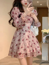 Aiertu Summer Sweet Elegant Short Party Dress Korean Fashion Floral Mini Dress Beach Long Sleeve Casual Vintage Dress Woman Chic Aiertu
