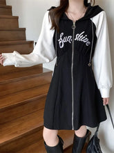 Aiertu Korean Style Oversize Hooded Dress Women Preppy Style School Student Casual Letter Sport Mini Short Dresses Autumn Aiertu