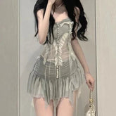 Aiertu - Silverbell Songs Mini Skirt with Optional Corset Top Dress Set Kawaii Academia Y2K Cottagecore Coquette Fairycore Dollette Princesscore Bottoms Aiertu