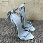 AIERTU - Sexy Strappy High Heels Elegant Bowknot Stiletto Sandals Exquisite Open Toe Party Wedding Shoes Plus Size Aiertu